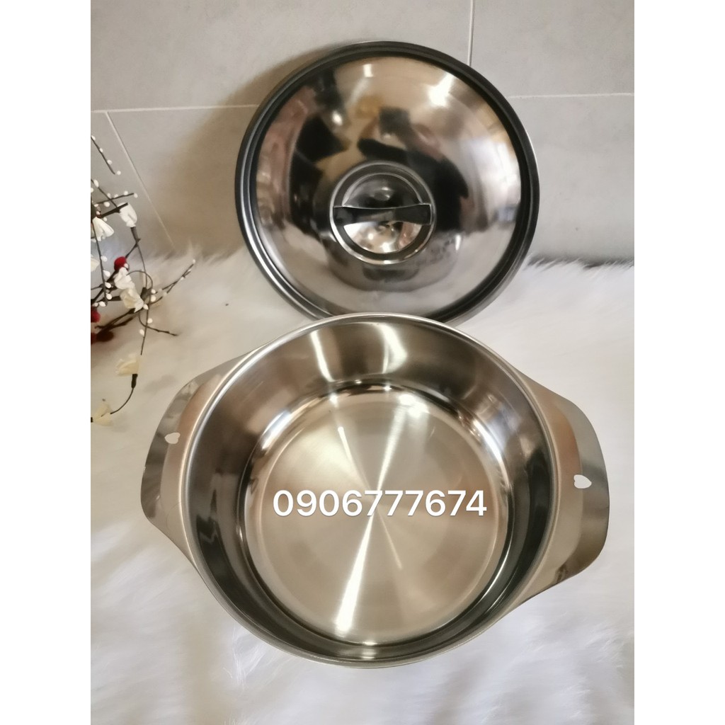 Nồi Lẩu Inox Nấu Điện Từ Quai Hình Lổ Tim 24cm