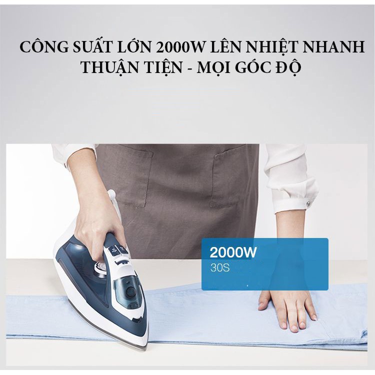 Bàn Ủi Hơi Nước CHIGO ZG-Y038 Thiết Kế Tháo Rời Không Dây, Công Xuất lớn 2000W - Hàng Chính Hãng