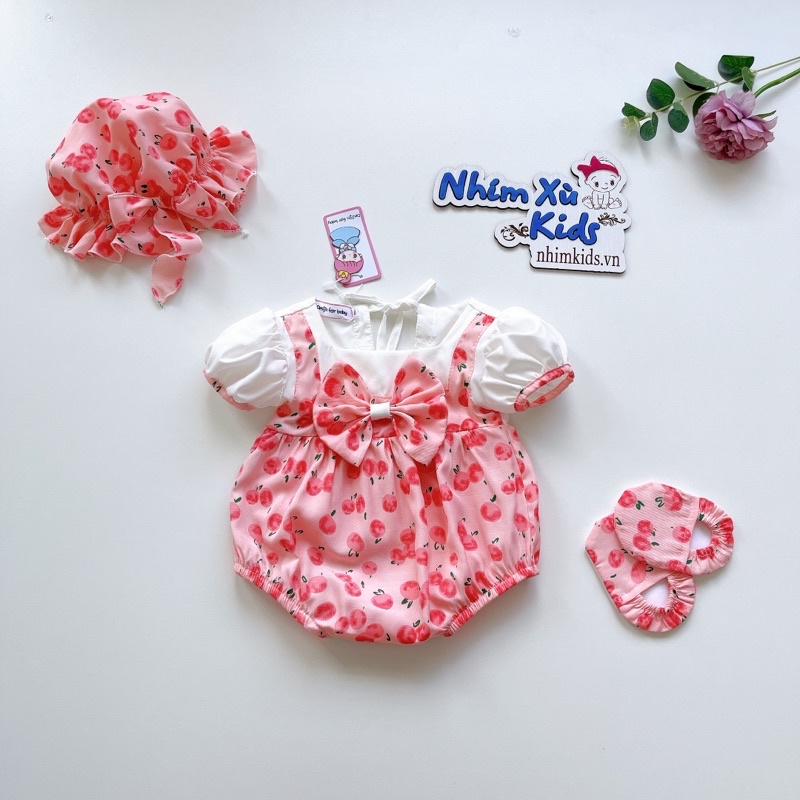 Body Hoạ Tiết Quả Mọng Xinh Xắn Cho Bé Gái 3-12kg [A435]