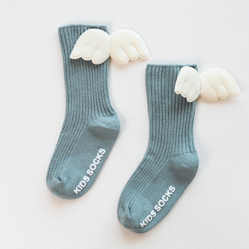Vớ Cotton Mềm Cao Tới Gối Chống Trượt Hình Đôi Cánh Dễ Thương Cho Bé Sơ Sinh 0-3 Tuổi