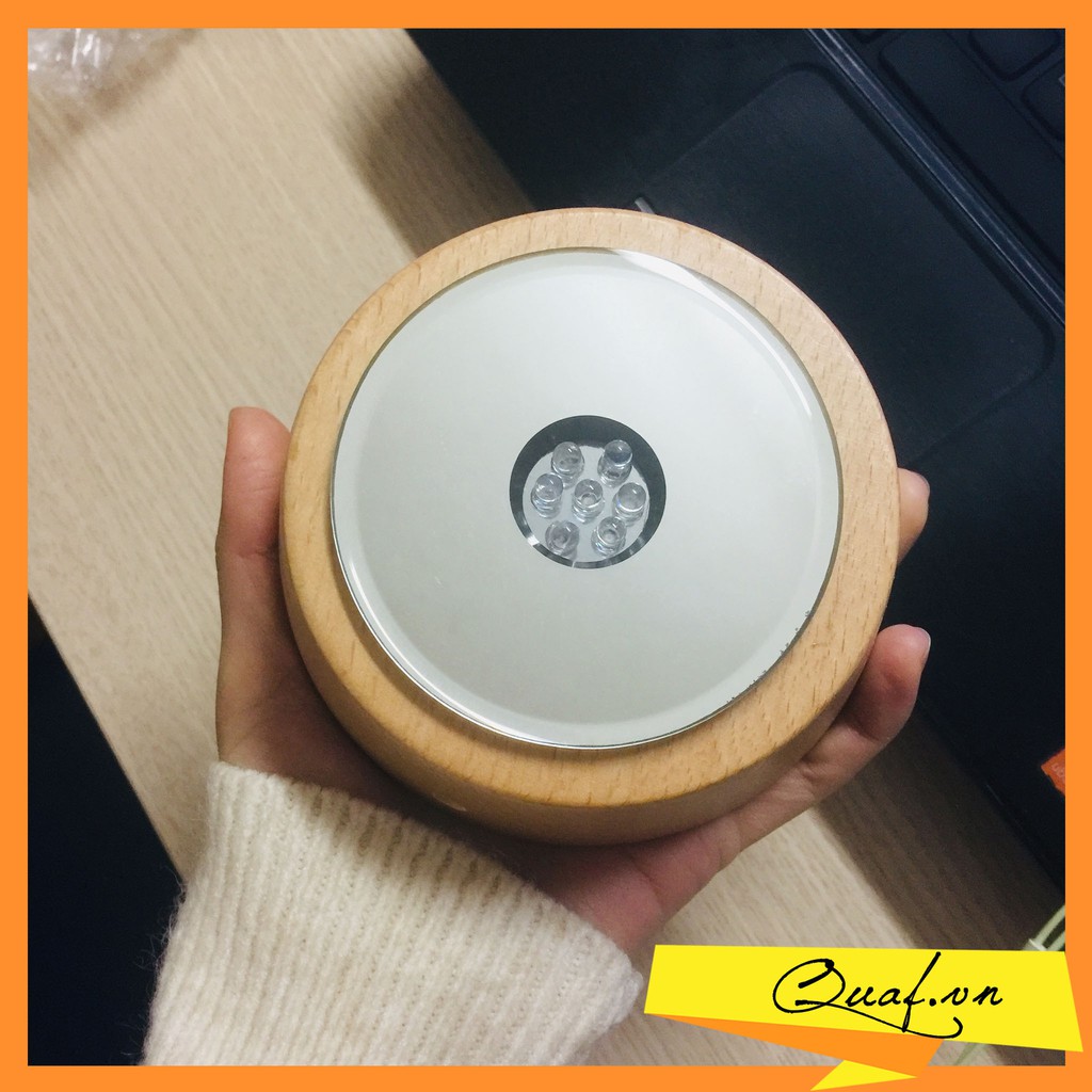Đế Xoay Trưng Bày Đèn Led Thân Gỗ, Đế Sạc, Tự Động Xoay, Để Được Khối Cầu Tròn
