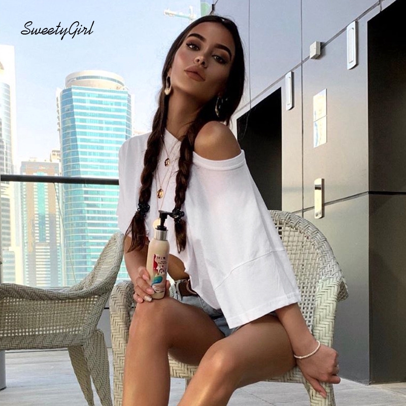 Áo Thun Croptop Tay Ngắn Cổ Tròn Màu Trơn Thiết Kế Dễ Thương