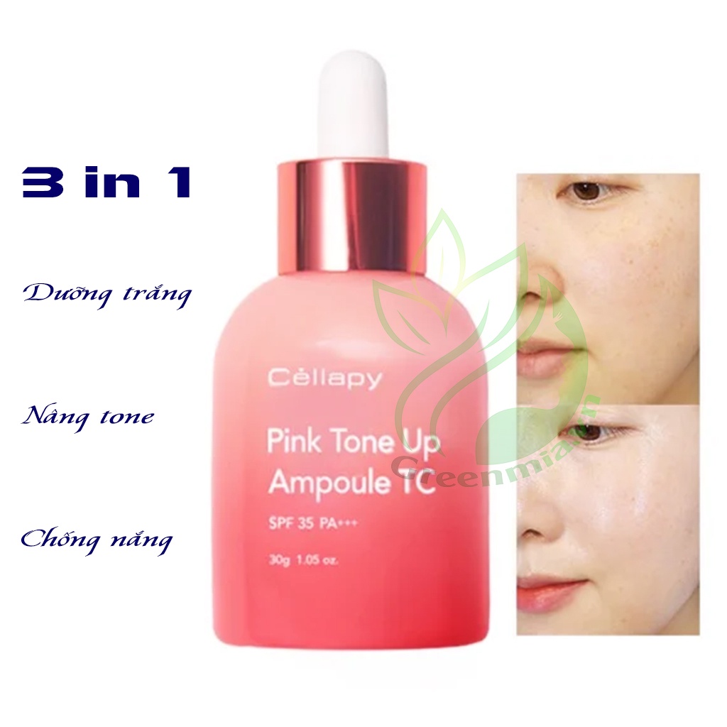 Serum Cellapy Pink Tone Up Ampoule SPF35 PA+++ 30ml Dưỡng Trắng Hồng Chống Nắng [MẪU MỚI NHẬP KHẨU CHÍNH HÃNG]