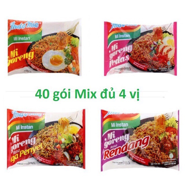 Thùng 40 gói mì xào khô Indomie Mi Goreng Rasa Iga Penyet 80g