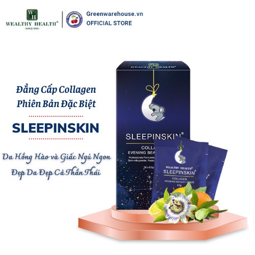 Collagen Uống Tác Động Kép Đẹp Da và Ngủ Ngon Sleepinskin Của WEALTHY HEALTH-Hàng Chính Hãng Từ Úc(8.5gx30g)