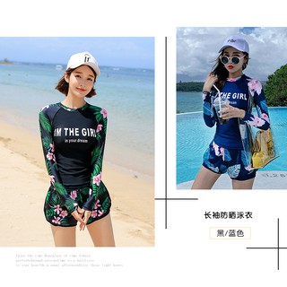 Đồ bơi nữ tay dài đẹp trẻ trung - Có 2 màu Xanh & Đen