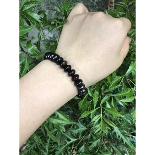 vòng tay gỗ mun vân hạt dẹt