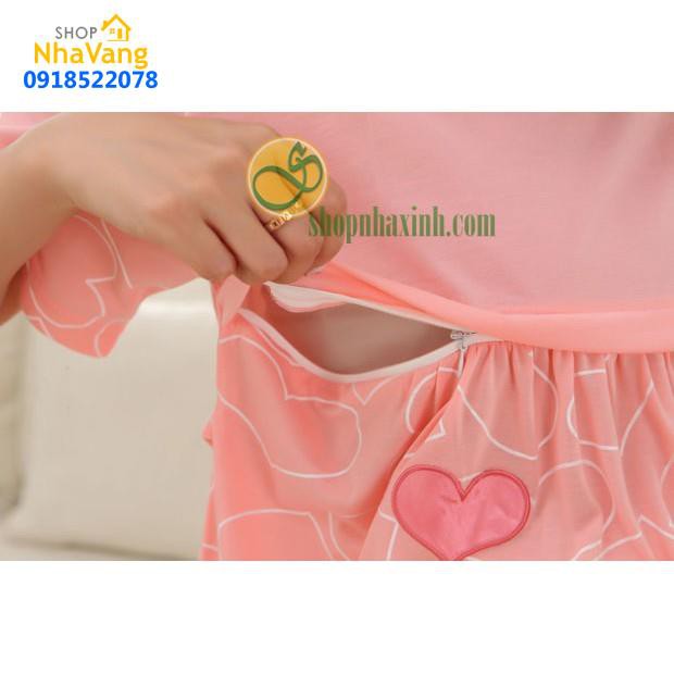 HCM- Bộ đồ bầu cho con bú sweet heart dễ thương NX853