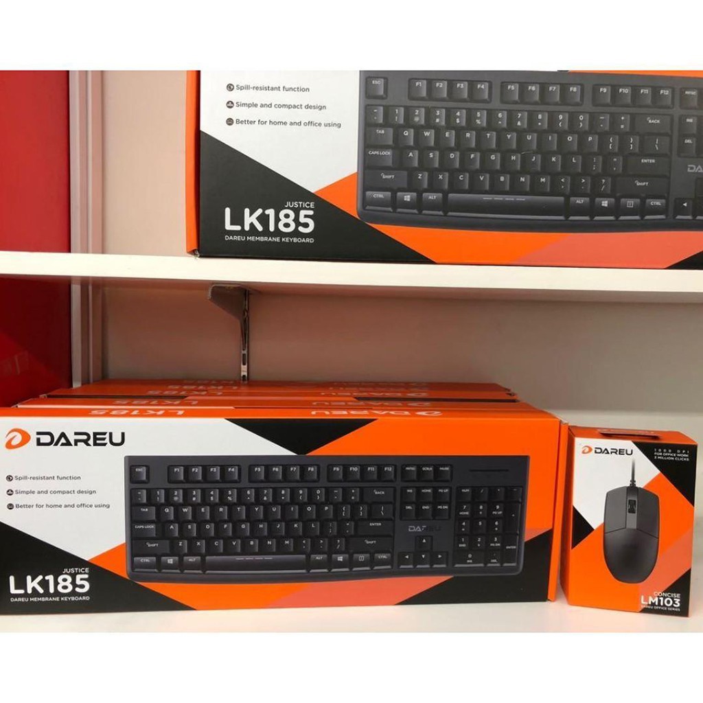 Bàn phím Dareu LK185 - Màu đen - Siêu mỏng - Chống nước tuyệt đối - BH 24 tháng