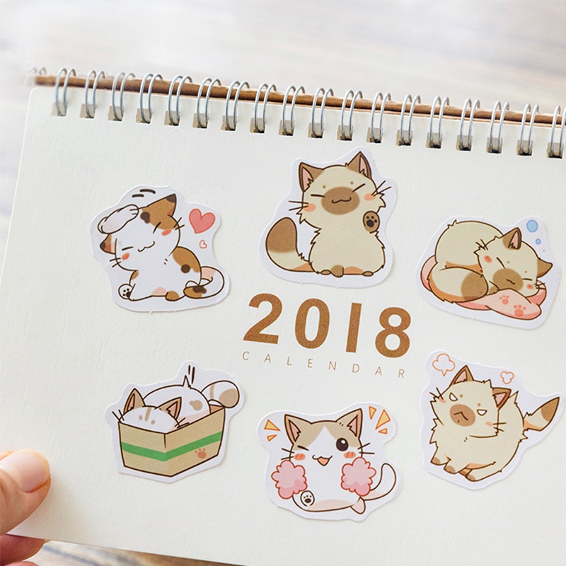 Bộ 46 Miếng Dán Trang Trí Hình Mèo Hoạt Hình Đáng Yêu