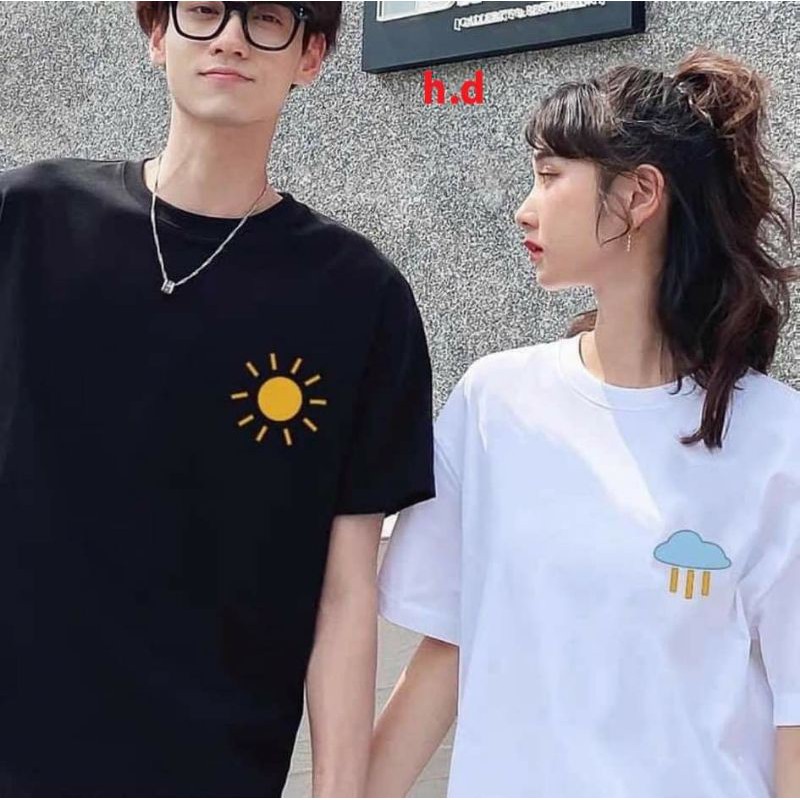 ÁO ĐÔI CẶP nam nữ form rộng Unisex, mặc lớp, nhóm Mặ Trời Thời Tiết❤Tự Thiết kế