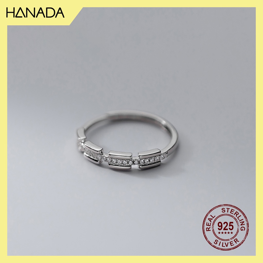 Nhẫn Bạc 925 Hanada Mắt Xích Đá 0082 M7