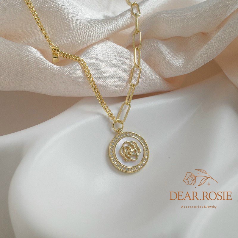 Dây Chuyển Vintage Bạc Mặt Tròn Hoa Nồi DEAR ROSIE Phụ Kiện Vòng Cổ Nữ Thời Trang Hiện Đại Phù Hợp Mặc Đầm, Váy