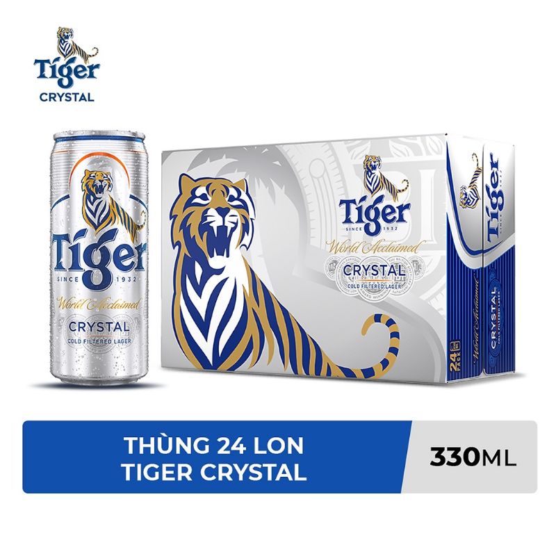 Thùng bia Tiger 24 lon 330ml (có tùy chọn Tiger bạc Crystal)