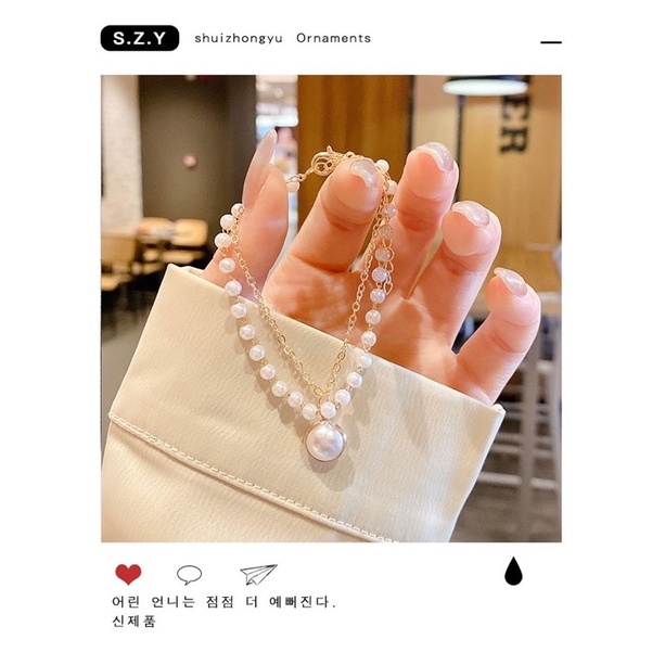 Vòng tay hạt châu trắng dễ thương cho bạn gái