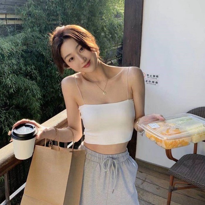 Áo 2 dây sợi bún thun đẹp 100% cotton đen trắng , áo croptop ôm mặc trong siêu mát freesize tôn dáng dễ phối đồ
