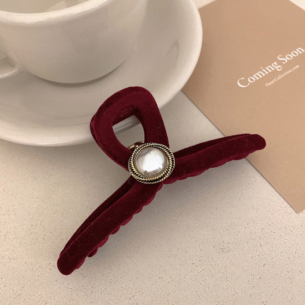 Kẹp Tóc Hình Cá Mập Chất Liệu Nhung Đính Ngọc Trai Giả Thời Trang Cho Nữ
