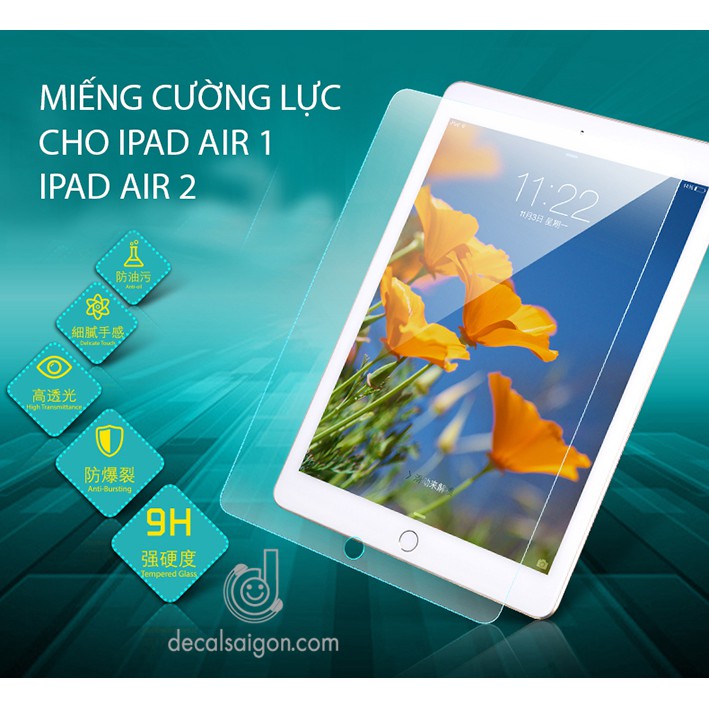 KÍnh Cường Lực Glass 2.5D Cho Ipad Air 1/ Air 2/ (Trong Suốt)