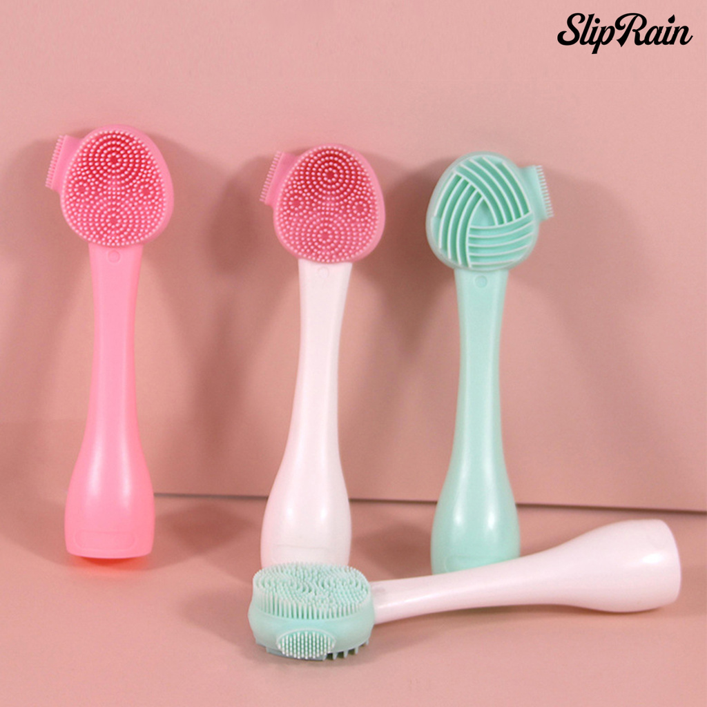 Sliprain ♥1 Set Facial Washing Brush Double-sided Face Care Clean Facial Silicone Brush