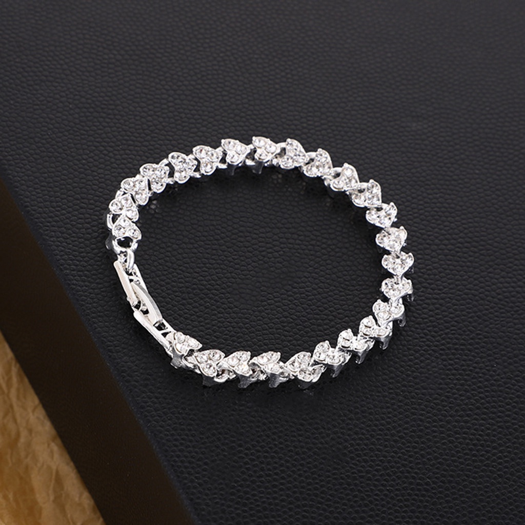 Vòng Tay Đính Đá Pha Lê Hình Trái Tim Thời Trang Cho Nữ