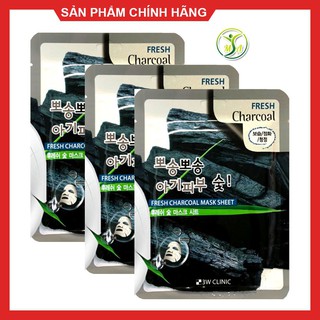 [MẪU MỚI 2020] Combo dùng thử 3 miếng mặt nạ dưỡng da than hoạt tính 3W Clinic Charcoal - phân phối chính hãng