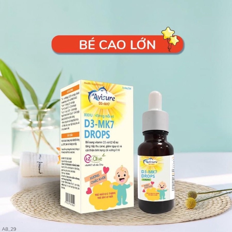 [Chính hãng] Bộ ba vi chất Avisure nhỏ giọt thiết yếu cho bé - Avisure DHA, sắt Safoli drop, vitamin D3-MK7 avisure0