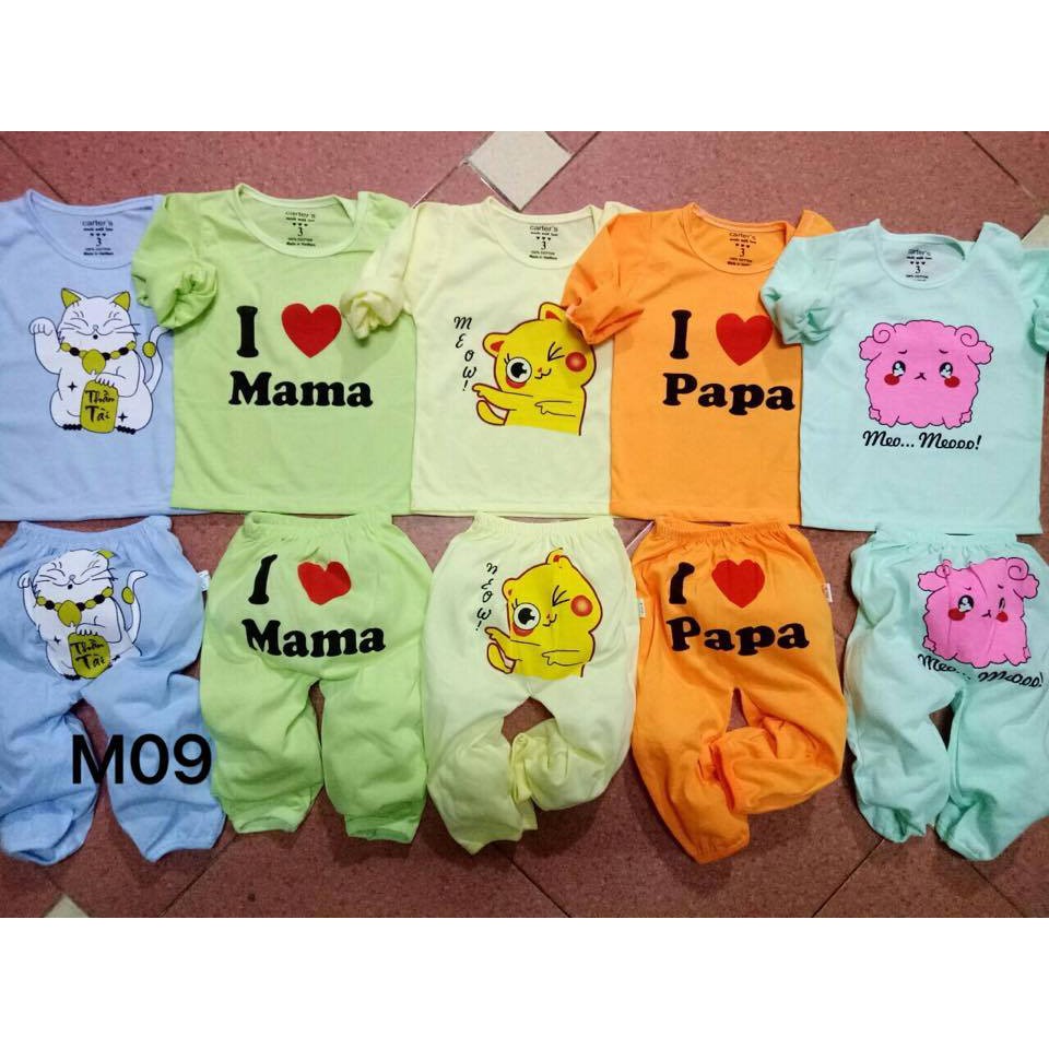 HÀNG LOẠI 1: Set 5 bộ cotton 2 chiều Mèo thần tài dài