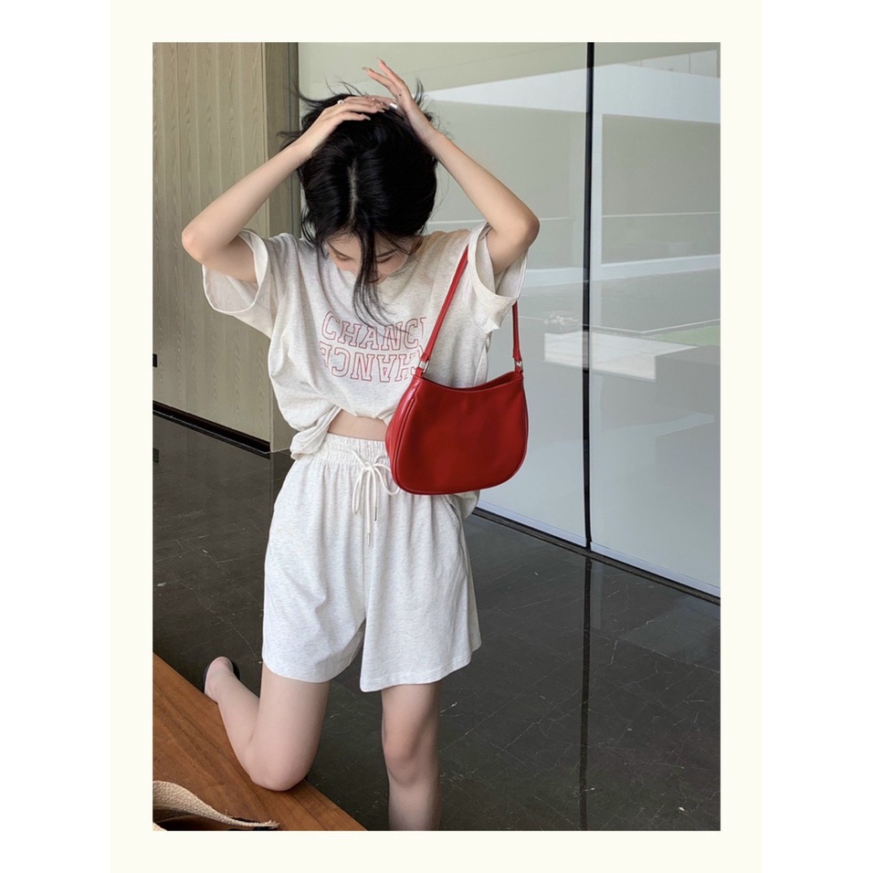 Bộ Đùi Nam Nữ Form Rộng Hàn Quốc Chance - Bộ Đùi Tay Lỡ  Dày Mịn Thoáng Mát Thiết Kế  Kiểu Dáng Năng Động