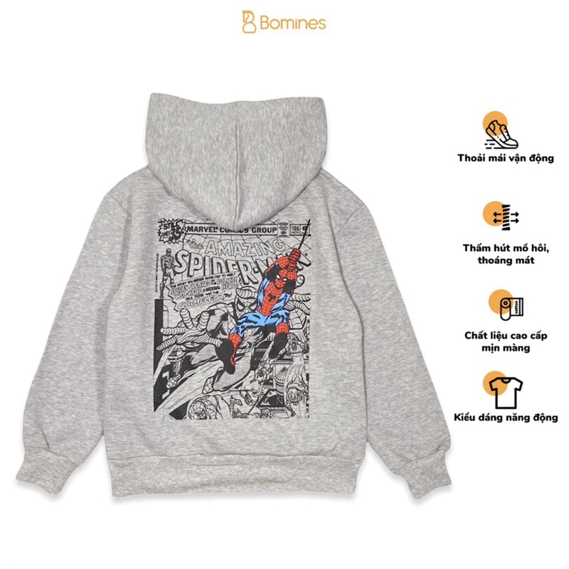 Áo hoodie bé trai Người nhện, áo chui đầu mùa đông Bomines 16-38kg
