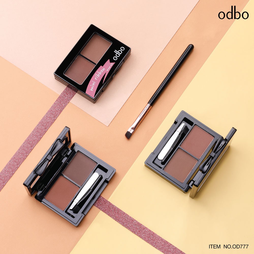 Chì Kẻ Mày Sắc Nét Odbo dạng bột 2 màu sắc nét - kèm cọ  OD777 5g odbo Mini Ribbon Brow Kit OD777❤️