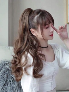 Tóc giả cột xoăn sóng dài