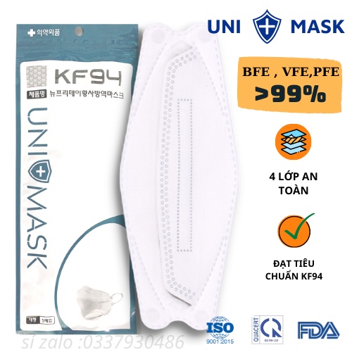 Khẩu Trang KF94 UNIMASK Chống Bụi Mịn Cát Vàng Và Kháng Khuẩn Hàng Cao Cấp Hàn Quốc