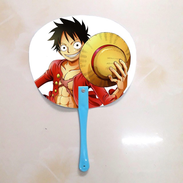 Quạt lufy one piece in 2 mặt ảnh khác nhau màu cán ngẫu nhiên