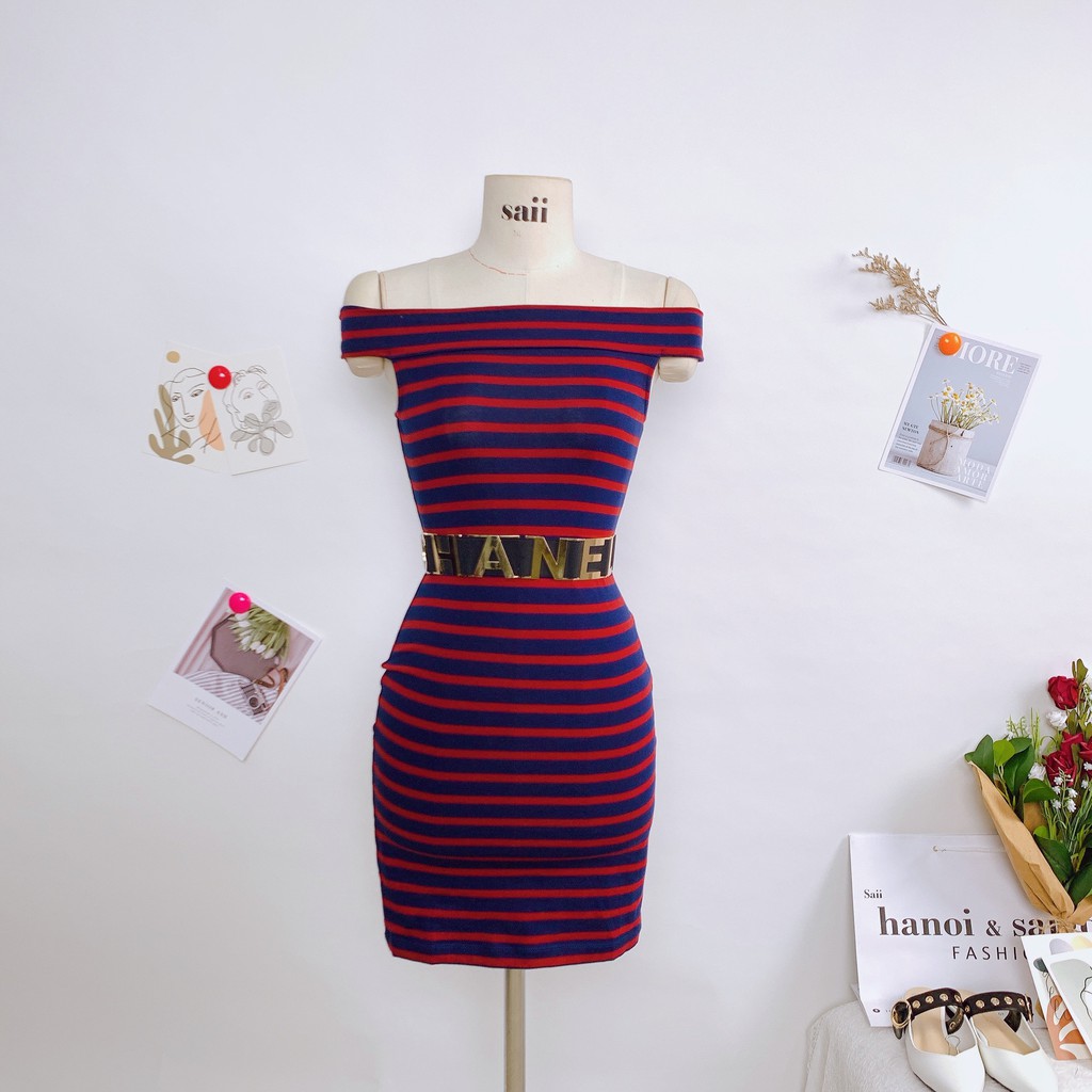 Váy Body 🍀 FREESHIP 🍀 Váy Trễ Vai Chất Thun Cotton DA252