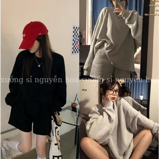 Sét bộ nữ trơn dài tay chất dày dặn siêu hót form dáng rộng nam nữ mặc được