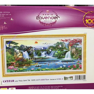 Tranh thêu chữ thập Phong cảnh 3D Lưu Thủy Sinh Tài LV3318 160*75cm