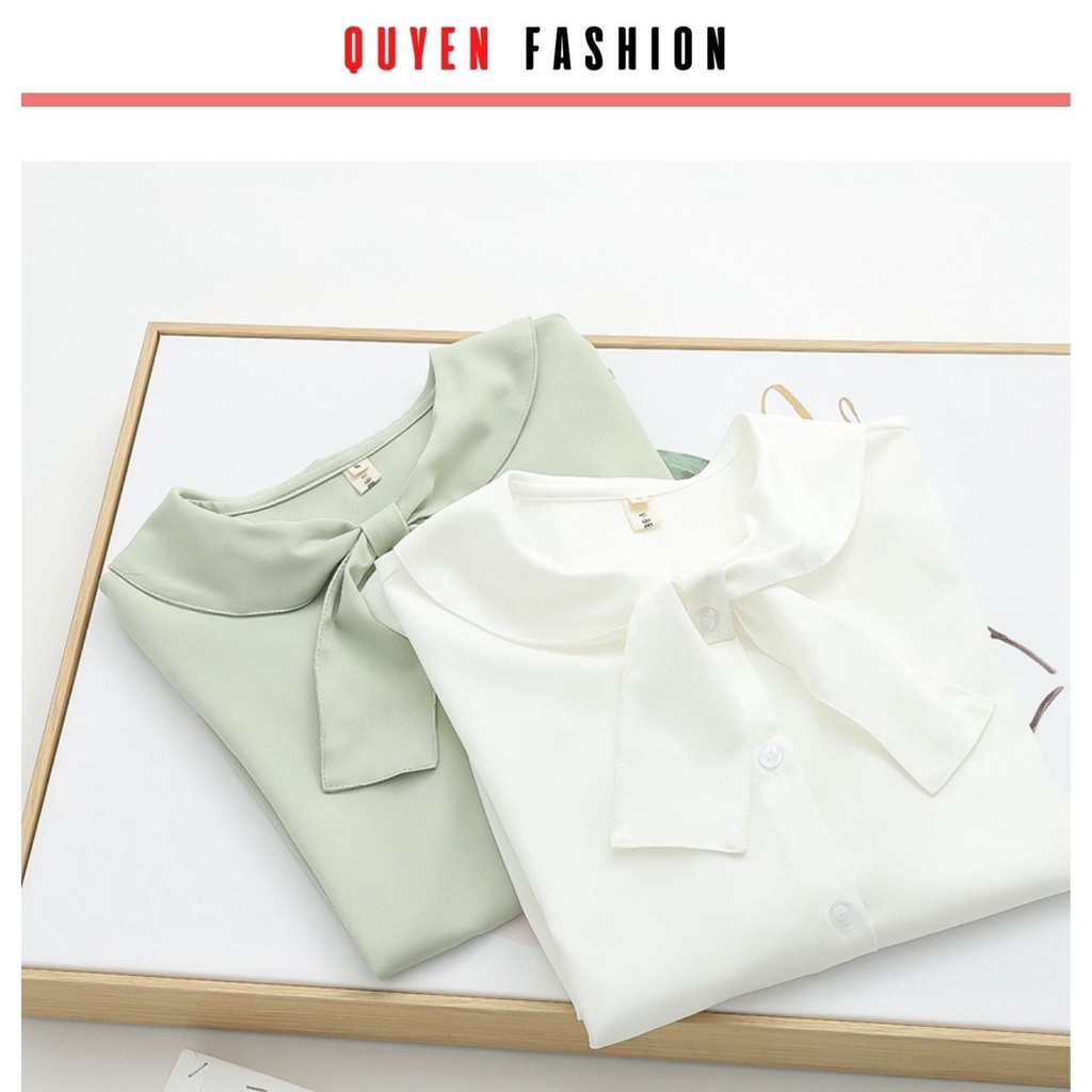 Áo sơ Mi công sở cổ thắt nơ hàn quốc Quyên Fashion AA554 tiểu thư
