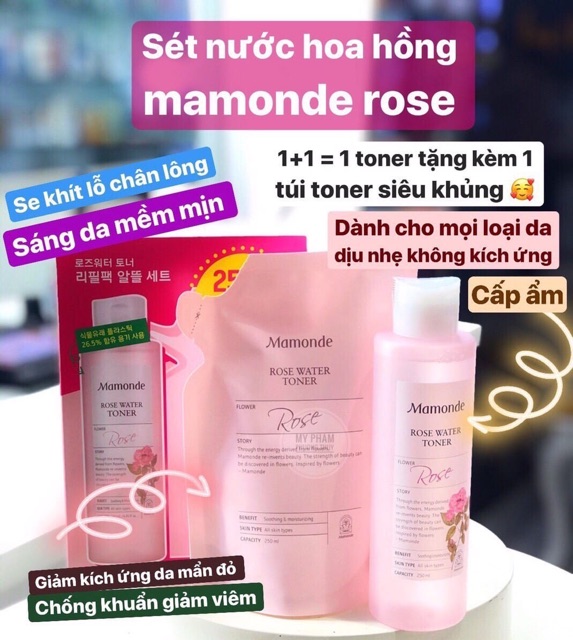 TÚI REFILL TONER MAMONDE HOA HỒNG 250ML | BigBuy360 - bigbuy360.vn