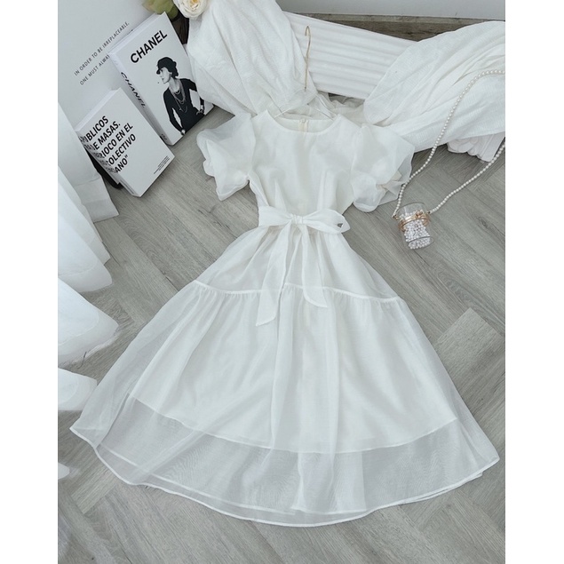 ĐẦM MIDI VOAN KHÚC THẮT EO TƠ