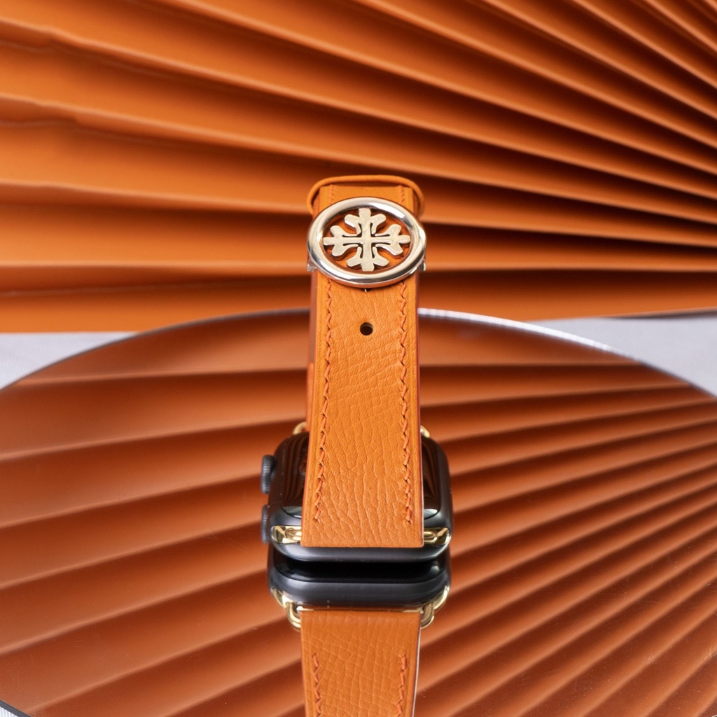 Dây da thủ công Epsom cam dành cho Apple Watch, đồng hồ thông minh, đồng hồ cơ DDTC91