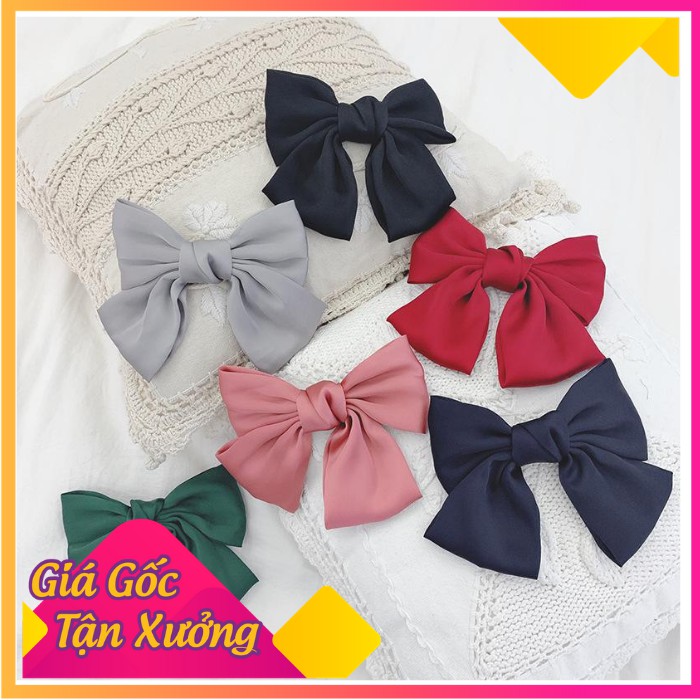 Kẹp Tóc Nơ Bản To Phong Cách Hàn Quốc Lụa Satin