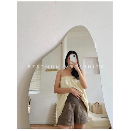 Quần short bầu_quần sooc dập nổi 3D xốp phồng hàng đẹp có chun chỉnh tiện lợi