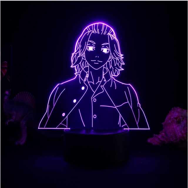 Tokyo Revengers Draken LED Night Light Colors Changing Touch Bedside Table Lamp Black base set