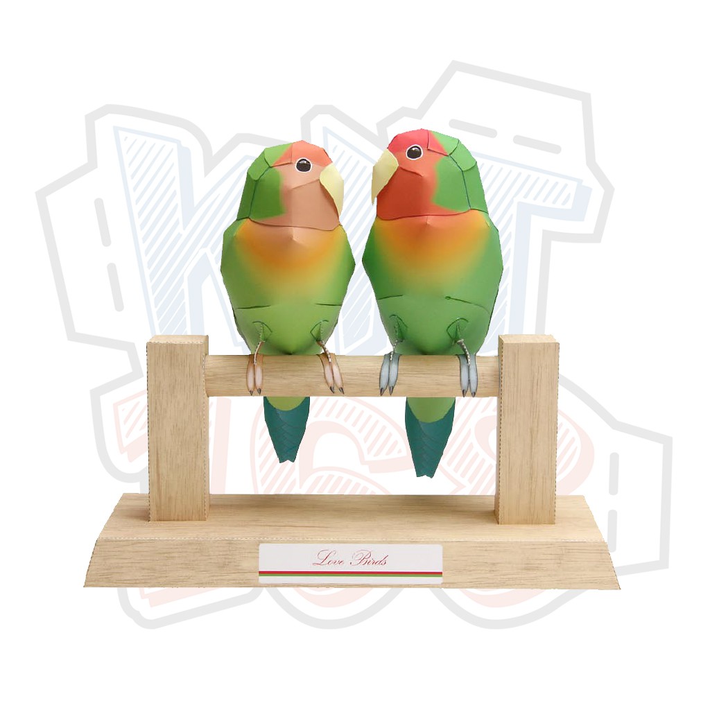 Mô hình giấy động vật chim Love Birds Valentine