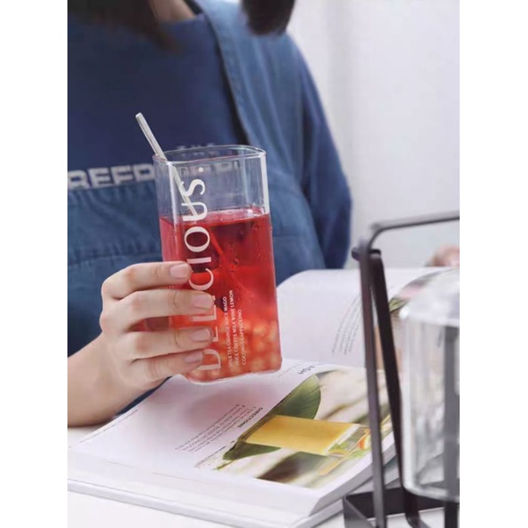 Cốc Thủy Tinh Vuông 400ml Pha Sữa, Nước Hoa Quả, Cà Phê