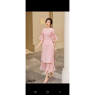 Áo dài cách tân 4 tà cao cấp hoa 3d