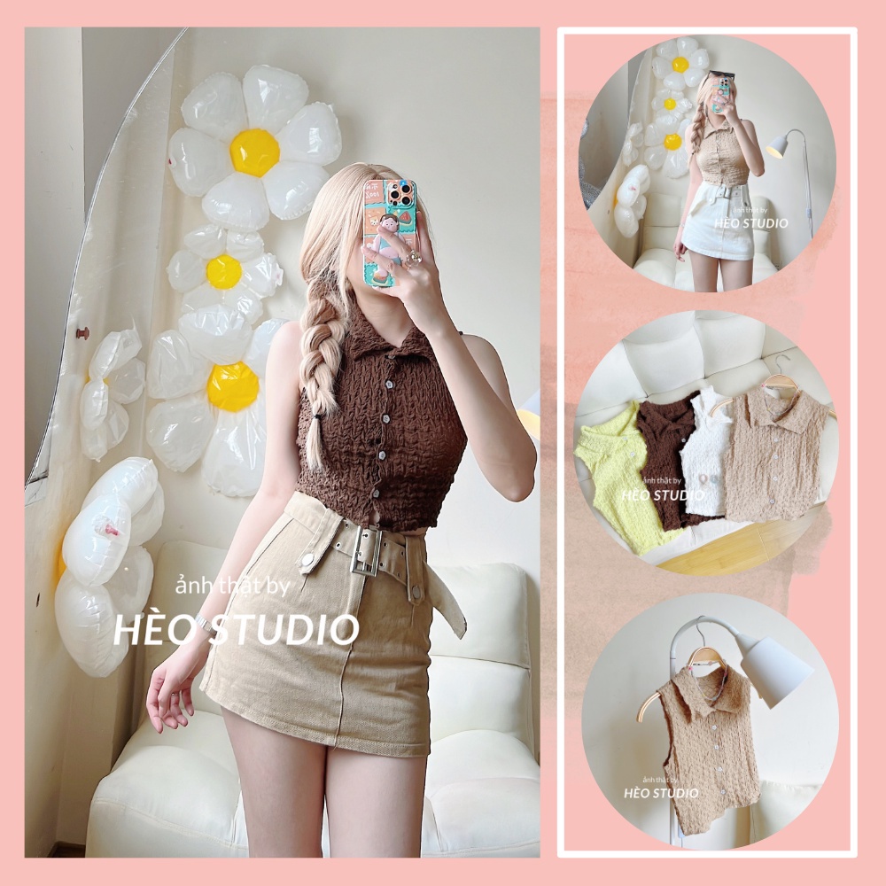 Áo Xốp Sát Nách Cổ Polo Hèo Studio (Ảnh Thật + Video)