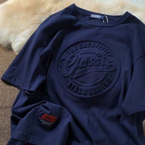 Short sleeve t-shirt women's mid-length embossed letter korean style loose top