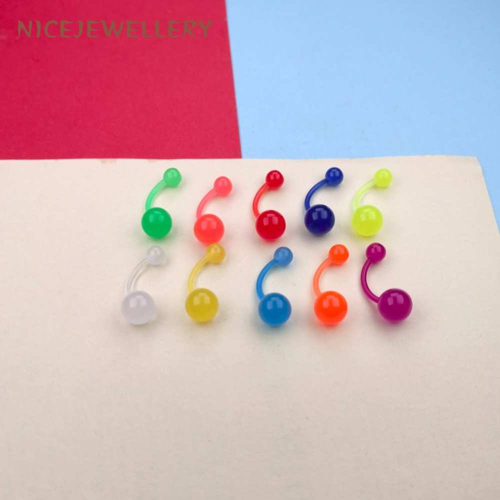 Khuyên Rốn Bằng Acrylic 1.6mm Có 10 Màu Phát Sáng Phong Cách Âu Mỹ