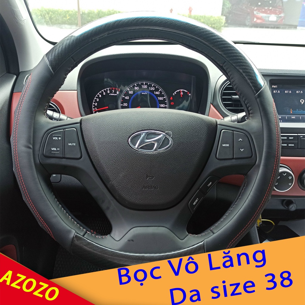Bọc Vô Lăng Da - Ốp vô lăng ô tô Vân Cacbon Đen Sang Trọng AZOZO